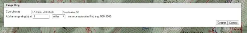 Adding a range ring in CalTopo.