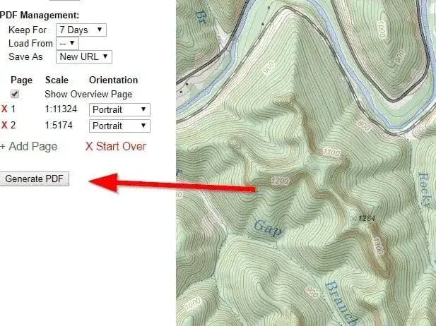Generating a PDF map with CalTopo.
