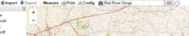 The CalTopo search bar