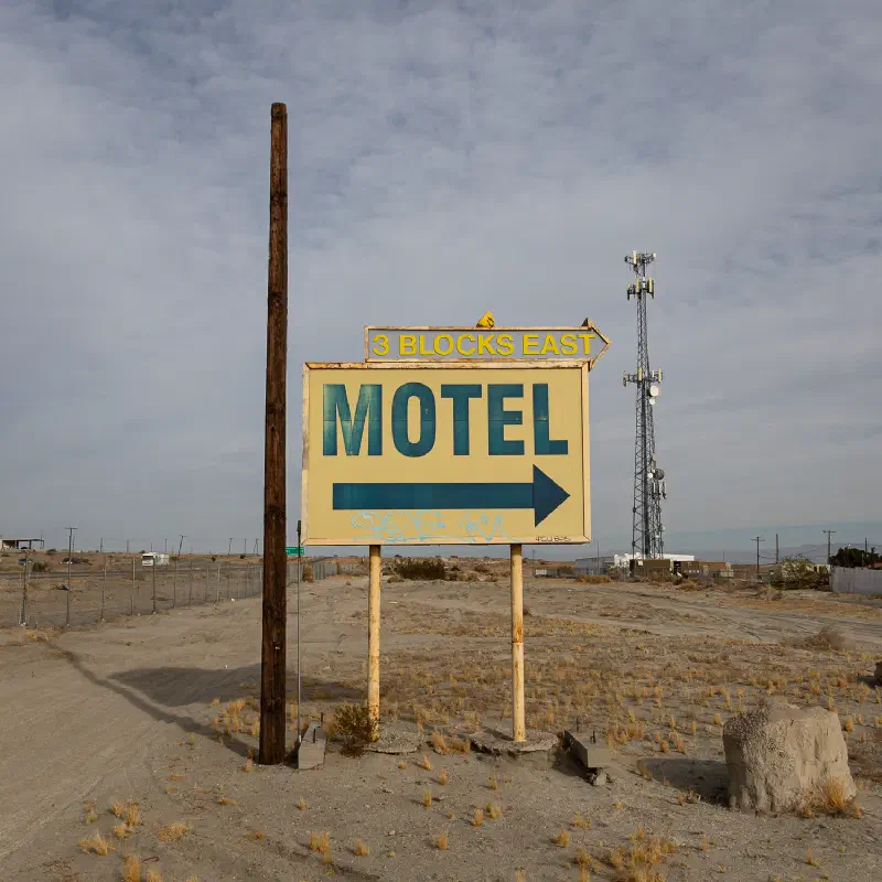 An old motel sign in the Salton Sea, California