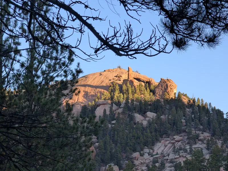 A very zoomed in phone shot of Harmonica Arch from below - Pike National Forest, Colorado