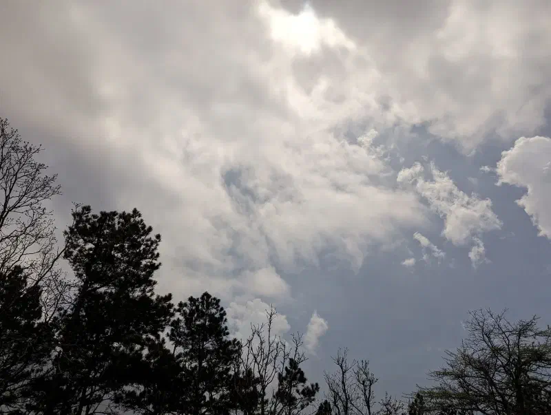 Clouds rolling in during the 2024 total solar eclipse in Oklahoma