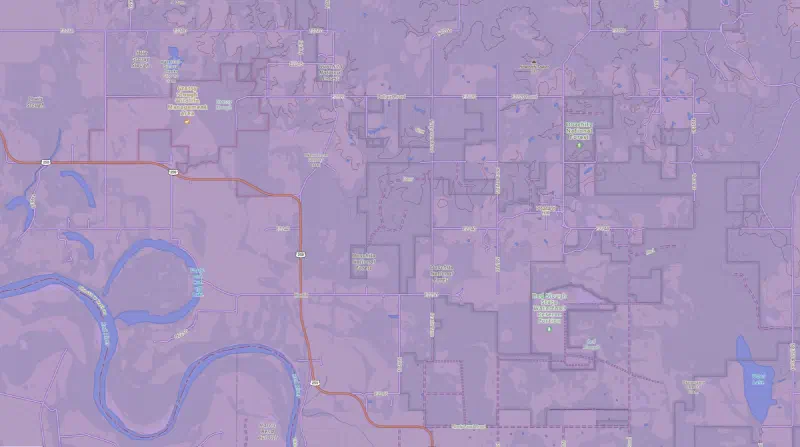 Screenshot of the path of the 2024 total solar eclipse in Gaia GPS