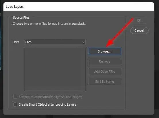 Load layers in Photoshop