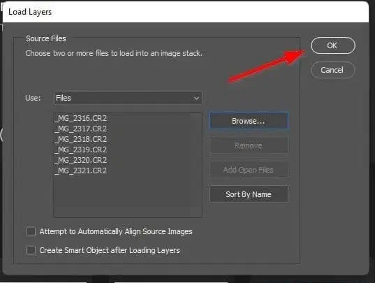 Finish loading the layers in Photoshop