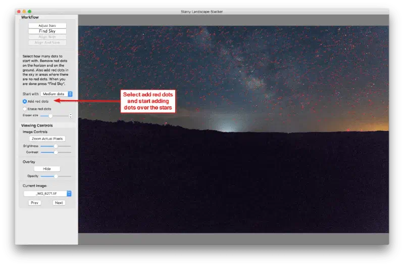 Add red dots in Starry Landscape Stacker.