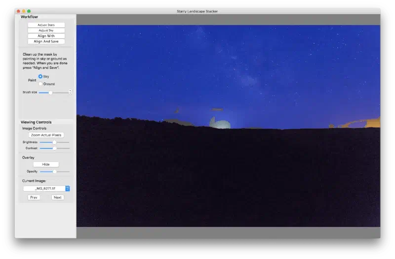Find sky in Starry Landscape Stacker.