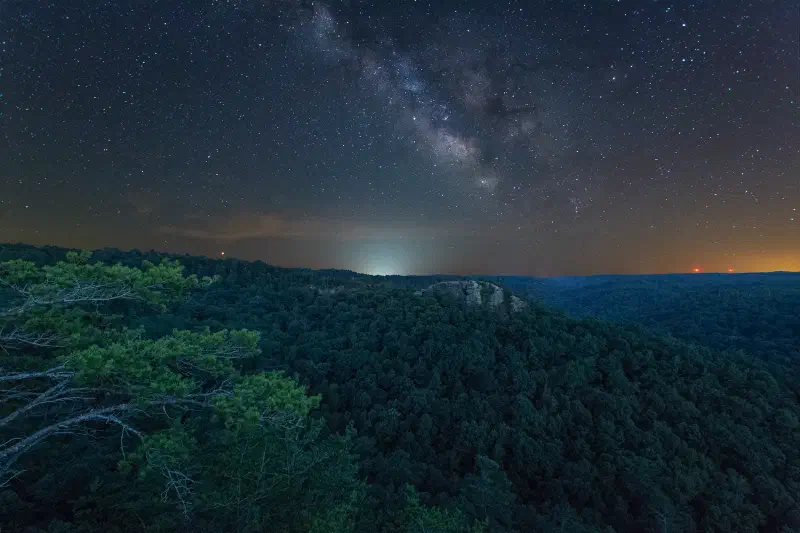 The Milky Way over Half Moon Rock in the Red River Gorge, Kentucky