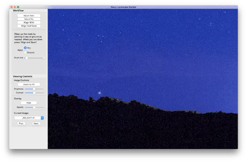 Refine your sky mask in Starry Landscape Stacker.
