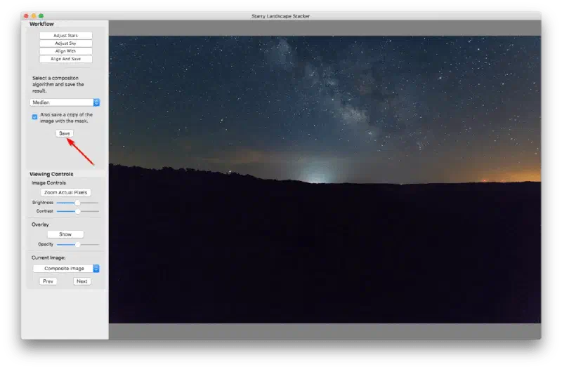 Stack and save your Milky Way in Starry Landscape Stacker.