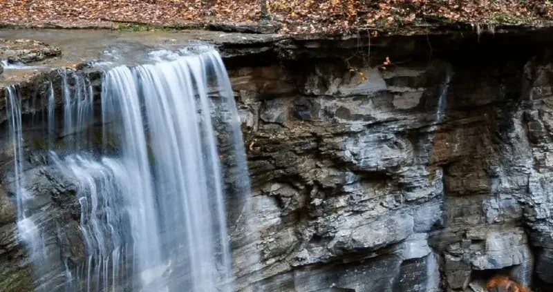 A zoomed-in view of Fairmount Falls in Louisville, Kentucky