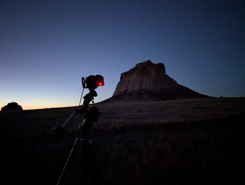 My star tracker setup after the sun began to rise - Pawnee Buttes, Colorado
