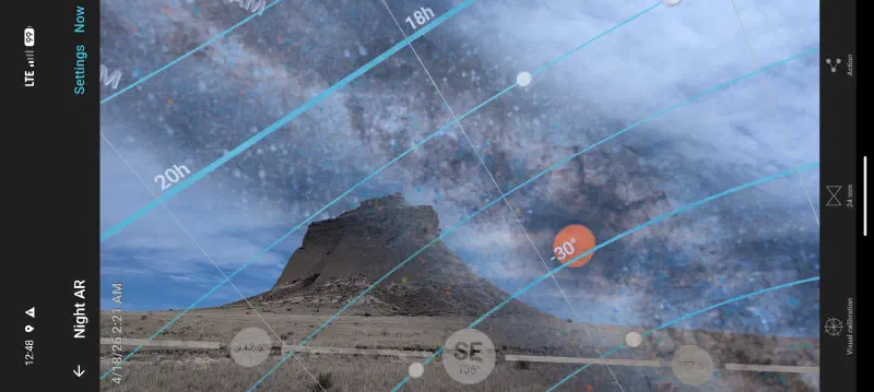 Screenshot showing the alignment of the Milky Way
