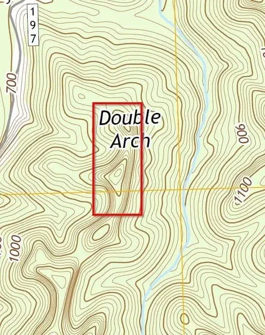 An example of a ridge on a topo map in Kentucky's Red River Gorge