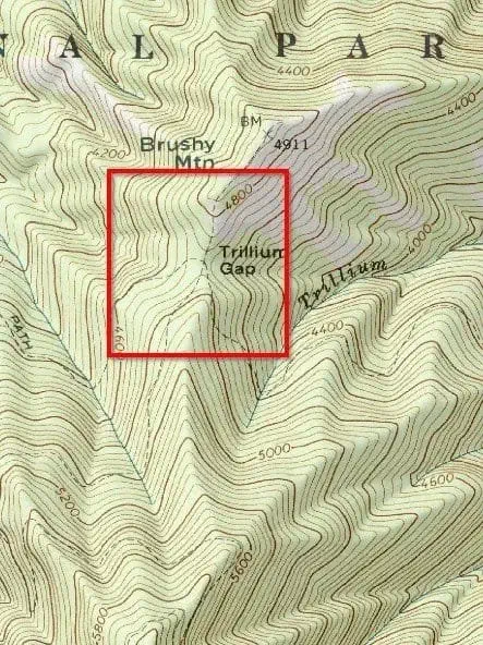 An example of a mountain pass in The Great Smoky Mountains