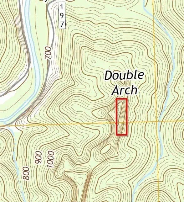 An example of a sheer cliff on a topo map