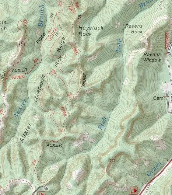 An example of a topographic map