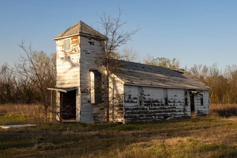 An abandoned church in Picher, Oklahoma