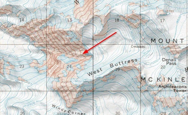 An example of a couloir near the West Buttress of Mt. Denali, Alaska.