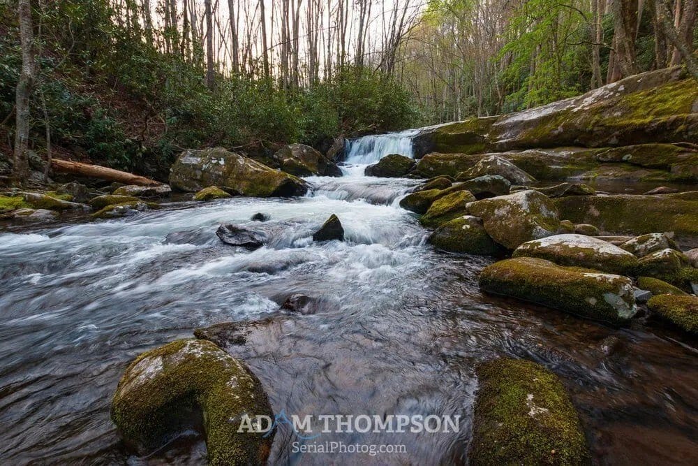 A waterfall along the Middle Prong trail in the Great Smoky Mountain National Park.