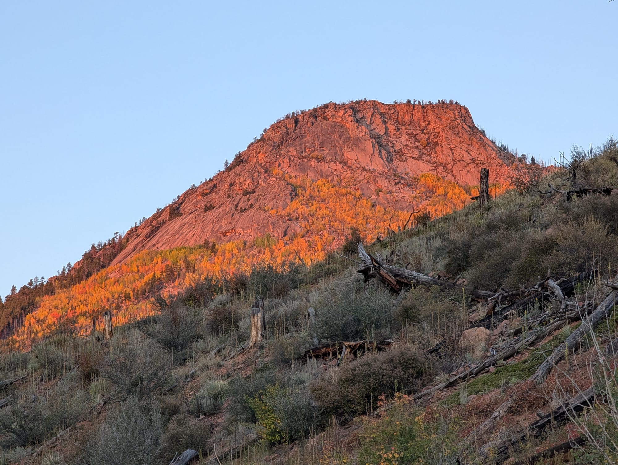 The morning's first light hitting the mountains in the Lost Creek Wilderness - Pike National Forest, Colorado.