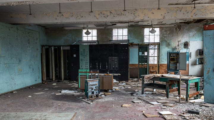 The control room of an abandoned power plant located deep in the Appalachian mountains of West Virginia.